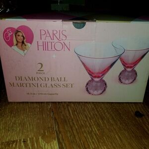 Paris Hilton Pink Diamond Ball Martini Glass Set - 2 Piece